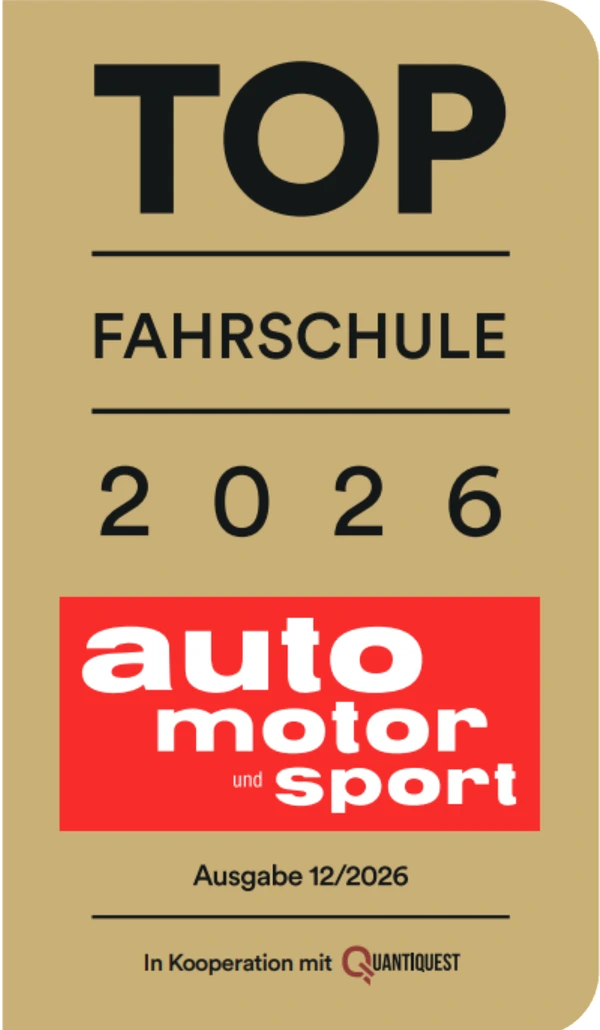 Siegel Top Fahrschule 2026 von auto motor und sport, in Kooperation mit Quantiquest